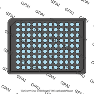 Well plate top view black 96 wells 366