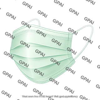 Face mask disposable green light outline