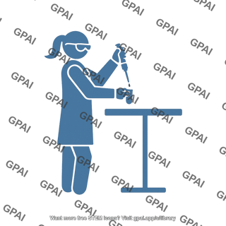 Scientist pipetting at bench symbol