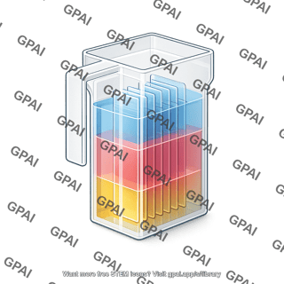 Coplin staining jar with colored solutions
