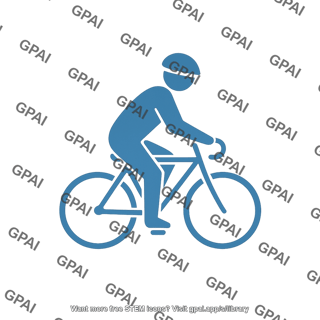 Person biking symbol with helmet