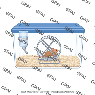 Rodent cage with wheel and mouse