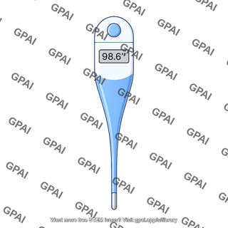 Thermometer anterior with temperature fahrenheit
