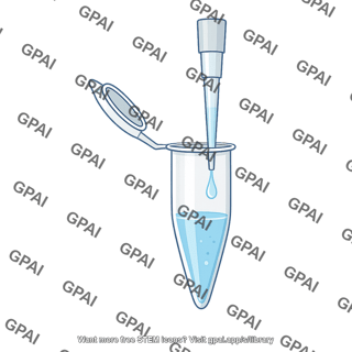 Eppendorf tube open small pipette tip with liquid
