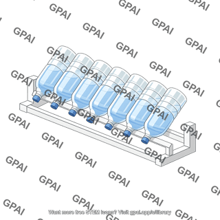 Water bottles on rack
