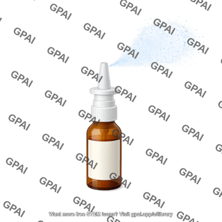 Nasal spray bottle with label