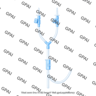 Tube y line with hose connector pressure clamp and roller clamp