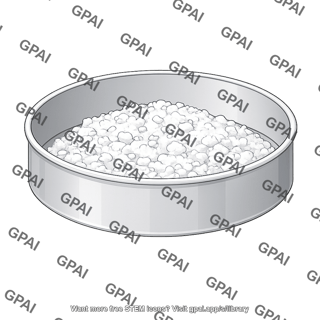 Test sieve pan with lyophilized drug substance 674