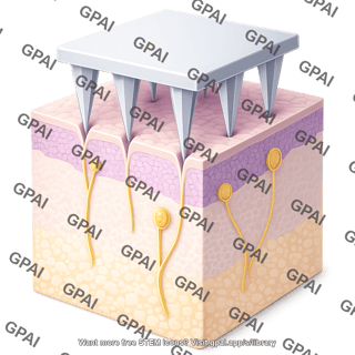 Microneedle array 3d with skin cube epidermis cell sensory n
