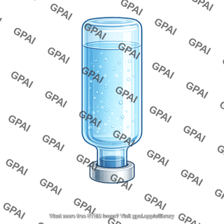 Injection vial small full liquid with label inverted 389