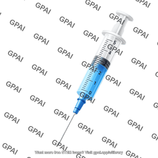 Medium sized graduated syringe cropped 25 degrees editable needle