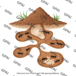 Ant colony with grass