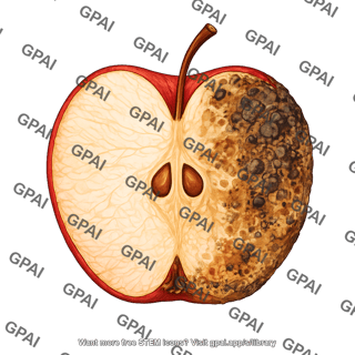 Apple half rotting