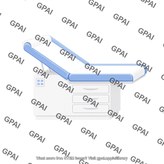 Exam table with paper