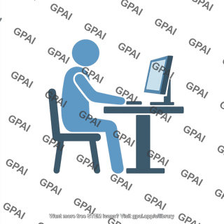 Person working at desk symbol