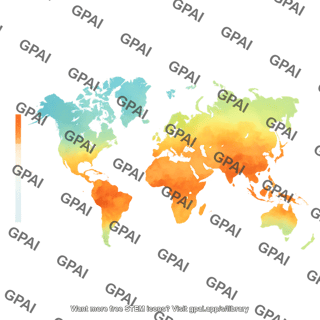 World map future temperature projection