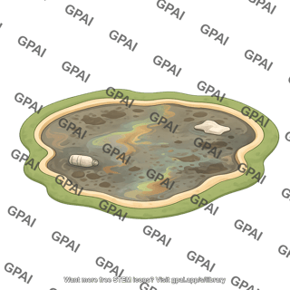 Lake top view polluted