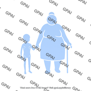 Person symbol elderly woman obese with malnourished child