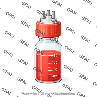 Laboratory bottle 25 ml full liquid with multiport connector cap