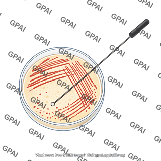 Petri dish with streak plate and innoculation loop