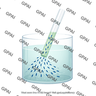 Chemotaxis test attractant capillary in well with liquid and bacteria