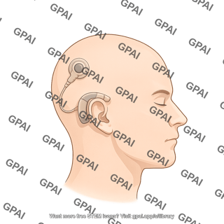 Adult with cochlear implant device head male lateral hairless