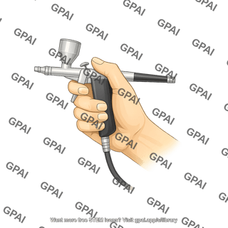 Hand holding airbrush