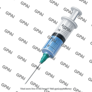 Medium sized graduated syringe cropped 45 degrees media liquid editable needle