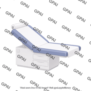 Exam table reclined with paper