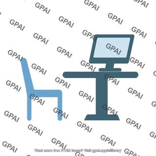Computer desk with chair symbol