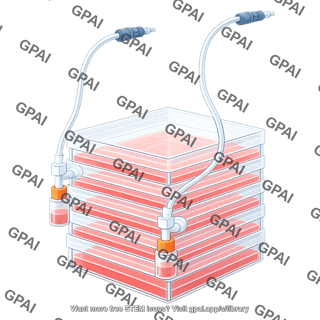 Layered cell culture vessel hyperstack 12 with liquid and co
