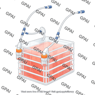 Layered cell culture vessel hyperstack 12 with liquid