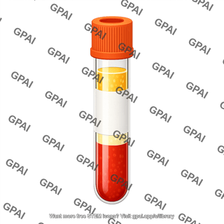 Blood vial with plasma and label capped