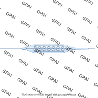 Angioplasty balloon deflated with stent