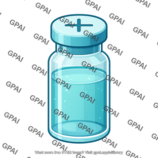 Injection vial small full liquid with label inverted 59