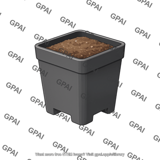 Plant pot square with soil