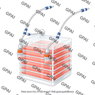Layered cell culture vessel hyperstack 12 with liquid and cover