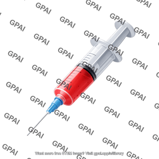 Syringe medium sized with media liquid 3 4 view