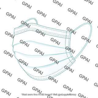 Face mask disposable white light outline