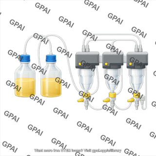 Cross flow filtration system ambr crossflow with liquid and bottles