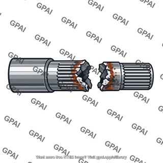 Truck drive shaft spline failed