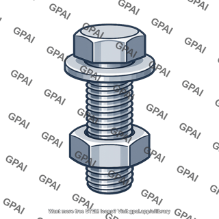 Hex head bolt with nut and washer