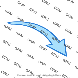 Curved blue arrow