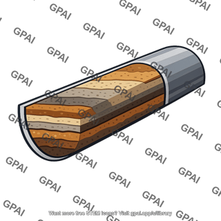 Sediment core halved