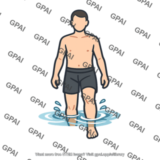 Man wading in water