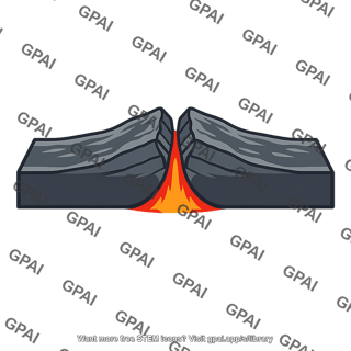 Spreading center cross section with magma