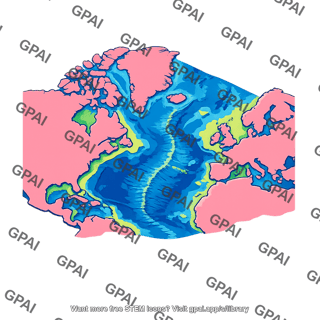 North atlantic sea floor bathymetric map