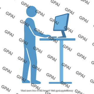 Person working at stand desk