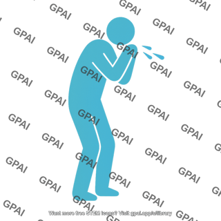 Person coughing or sneezing symbol