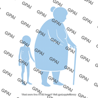 Person symbol elderly woman obese with malnourished child